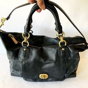 Coach Campbell Turnlock Black Leather Satchel Shoulder Bag in perfect co…
